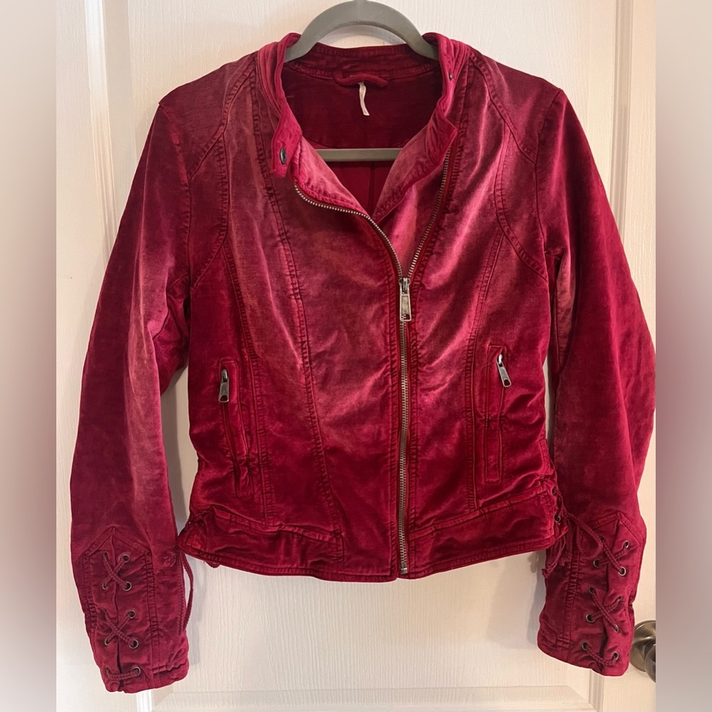 Free People RARE Velvet Moto Jacket